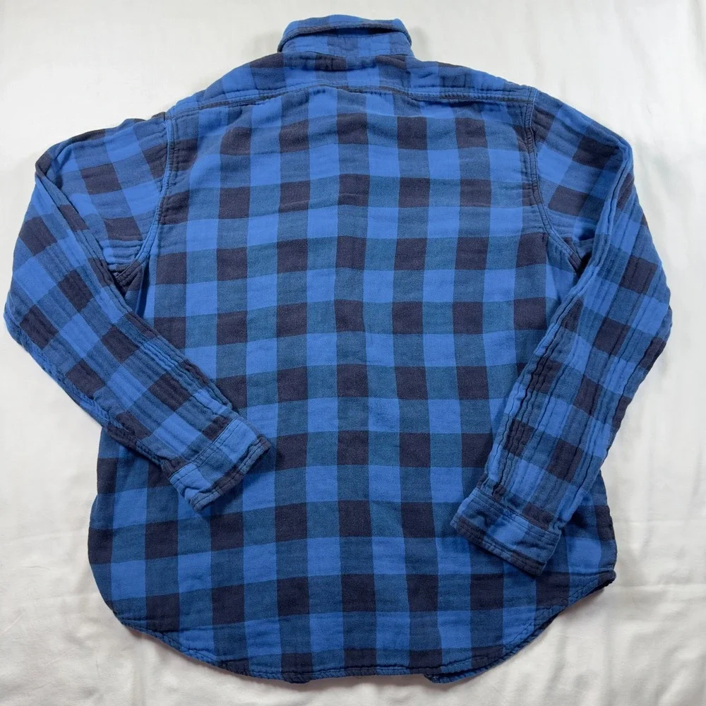 Polo Ralph Lauren Mens XL Blue Black Plaid Flannel Classic Fit Button Down Shirt